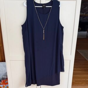 JM Collection Asymmetrical Navy Dress